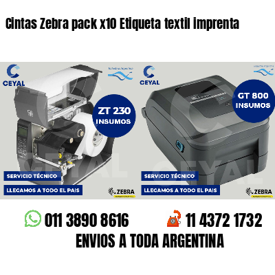 Cintas Zebra pack x10 Etiqueta textil imprenta