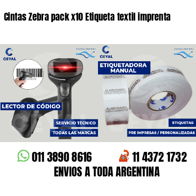 Cintas Zebra pack x10 Etiqueta textil imprenta