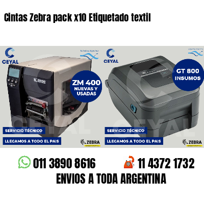 Cintas Zebra pack x10 Etiquetado textil