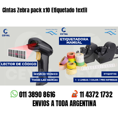 Cintas Zebra pack x10 Etiquetado textil
