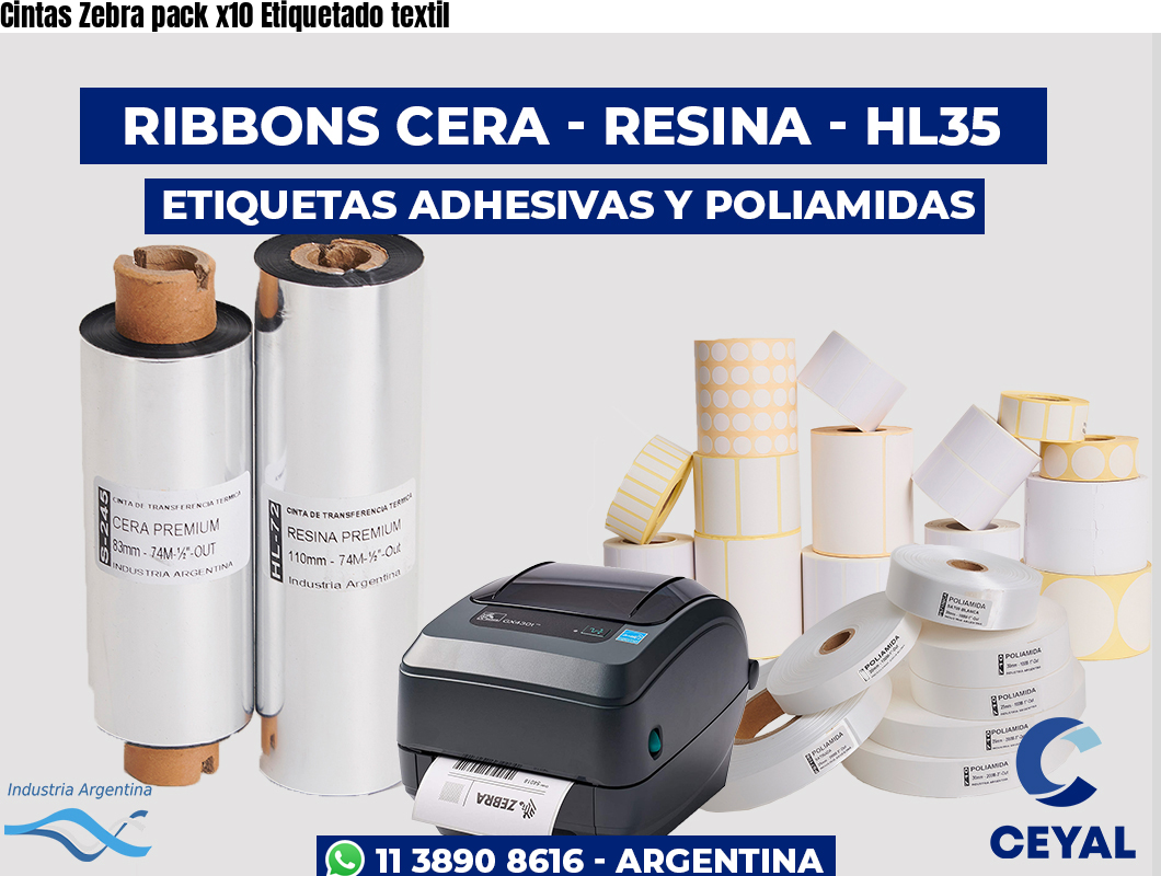 Cintas Zebra pack x10 Etiquetado textil