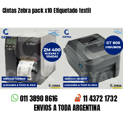 Cintas Zebra pack x10 Etiquetado textil