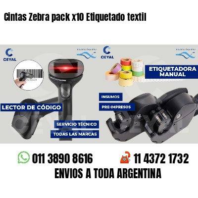 Cintas Zebra pack x10 Etiquetado textil