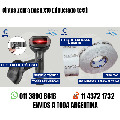 Cintas Zebra pack x10 Etiquetado textil