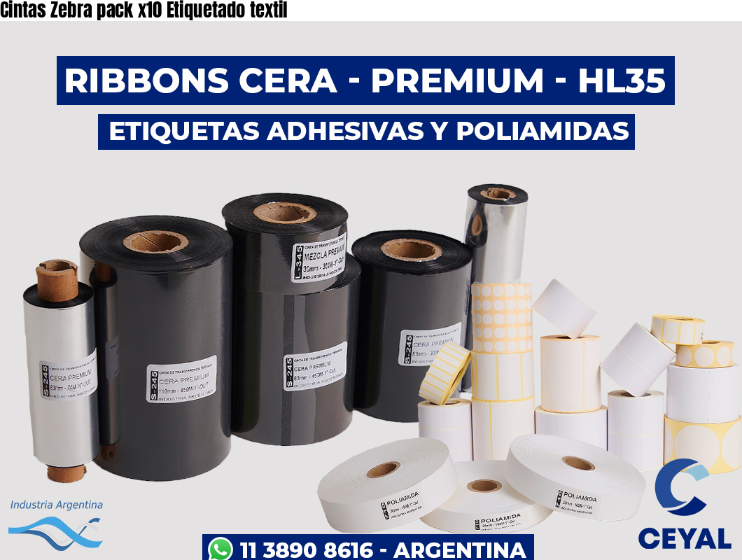 Cintas Zebra pack x10 Etiquetado textil