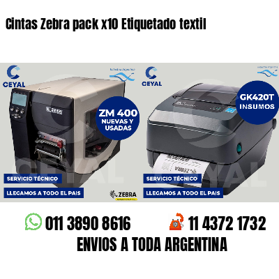 Cintas Zebra pack x10 Etiquetado textil