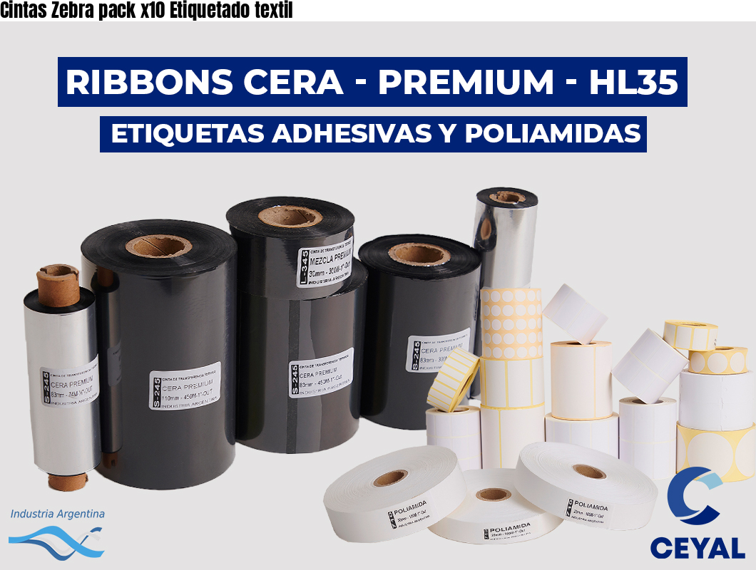Cintas Zebra pack x10 Etiquetado textil