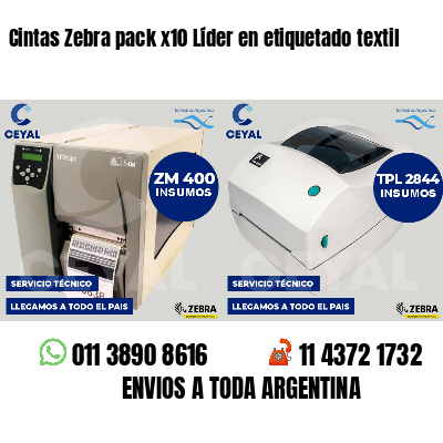 Cintas Zebra pack x10 Líder en etiquetado textil