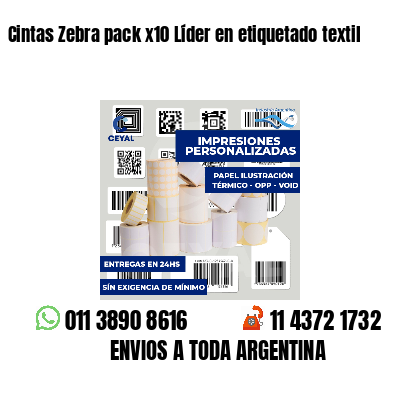 Cintas Zebra pack x10 Líder en etiquetado textil