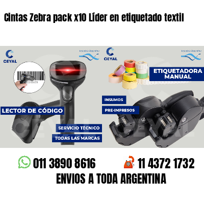 Cintas Zebra pack x10 Líder en etiquetado textil