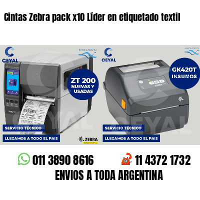 Cintas Zebra pack x10 Líder en etiquetado textil