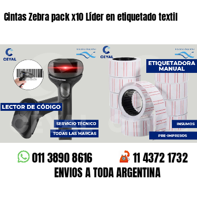 Cintas Zebra pack x10 Líder en etiquetado textil