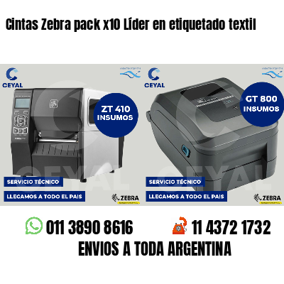 Cintas Zebra pack x10 Líder en etiquetado textil