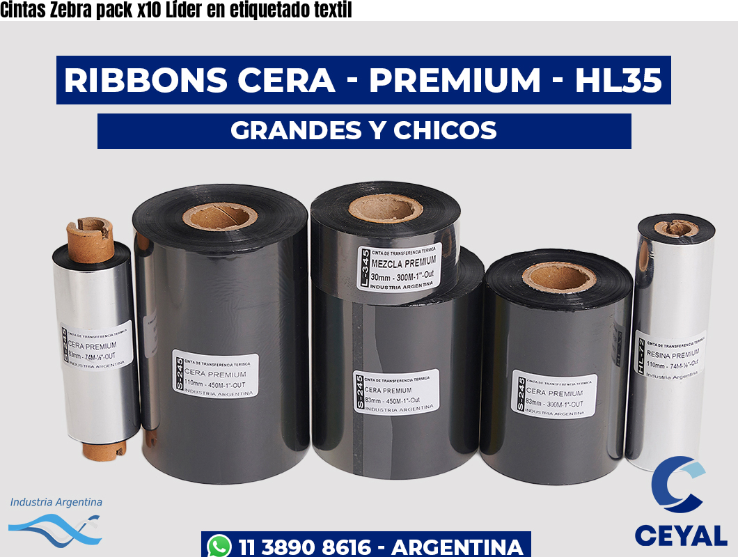 Cintas Zebra pack x10 Líder en etiquetado textil