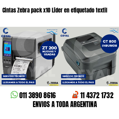 Cintas Zebra pack x10 Líder en etiquetado textil