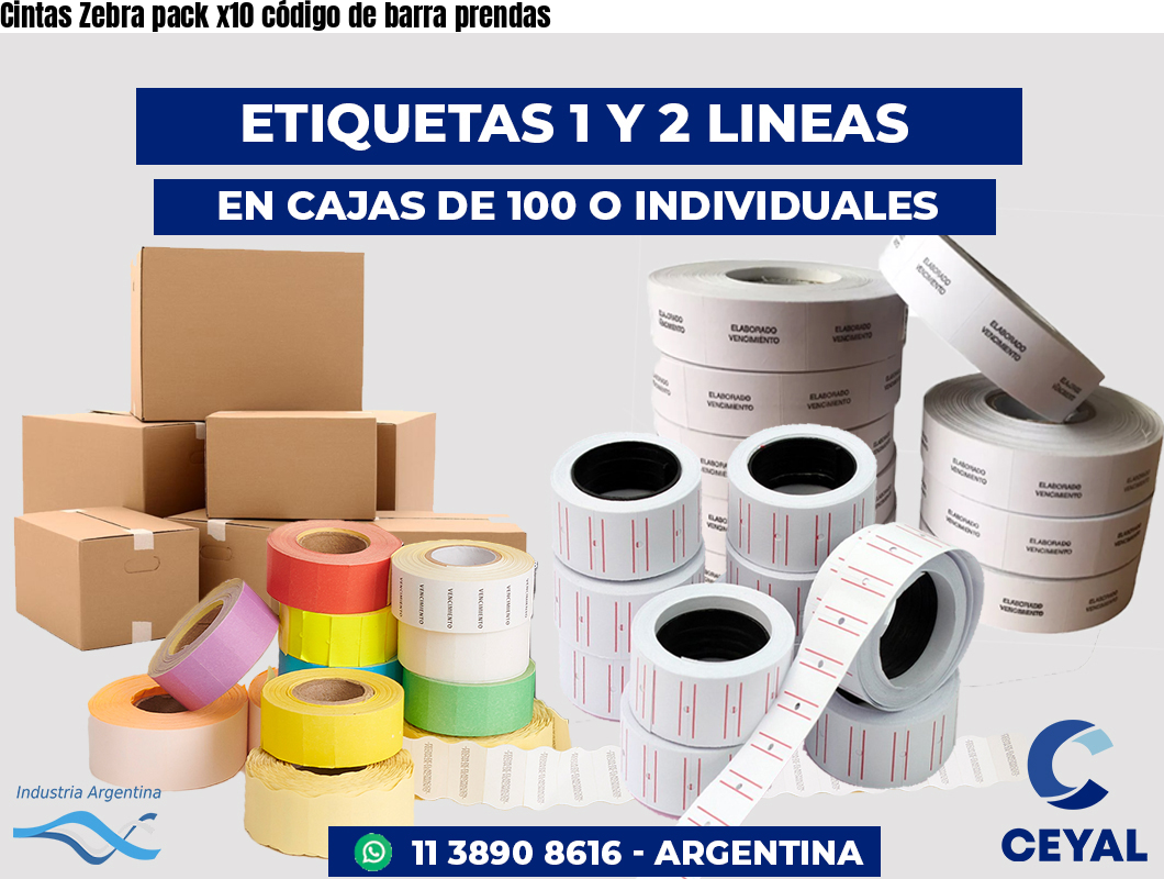 Cintas Zebra pack x10 código de barra prendas