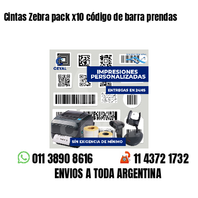 Cintas Zebra pack x10 código de barra prendas