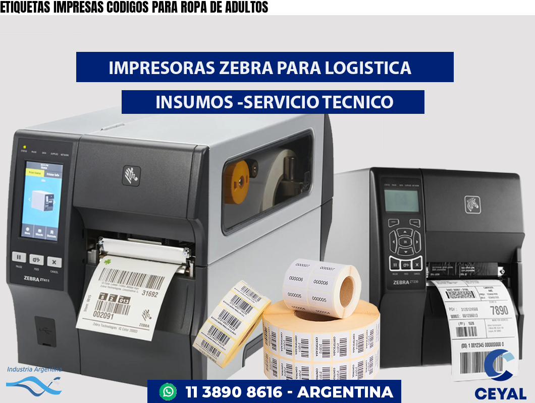 ETIQUETAS IMPRESAS CODIGOS PARA ROPA DE ADULTOS