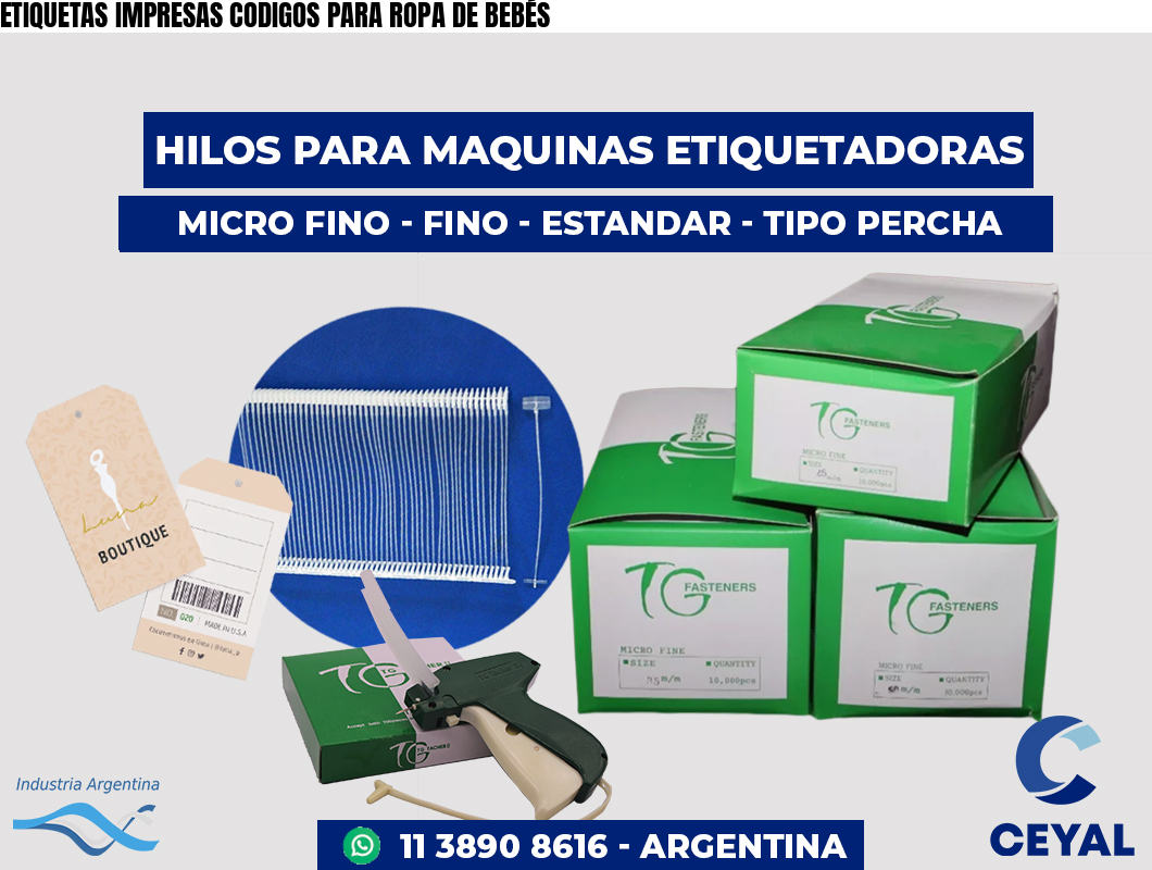 ETIQUETAS IMPRESAS CODIGOS PARA ROPA DE BEBÉS