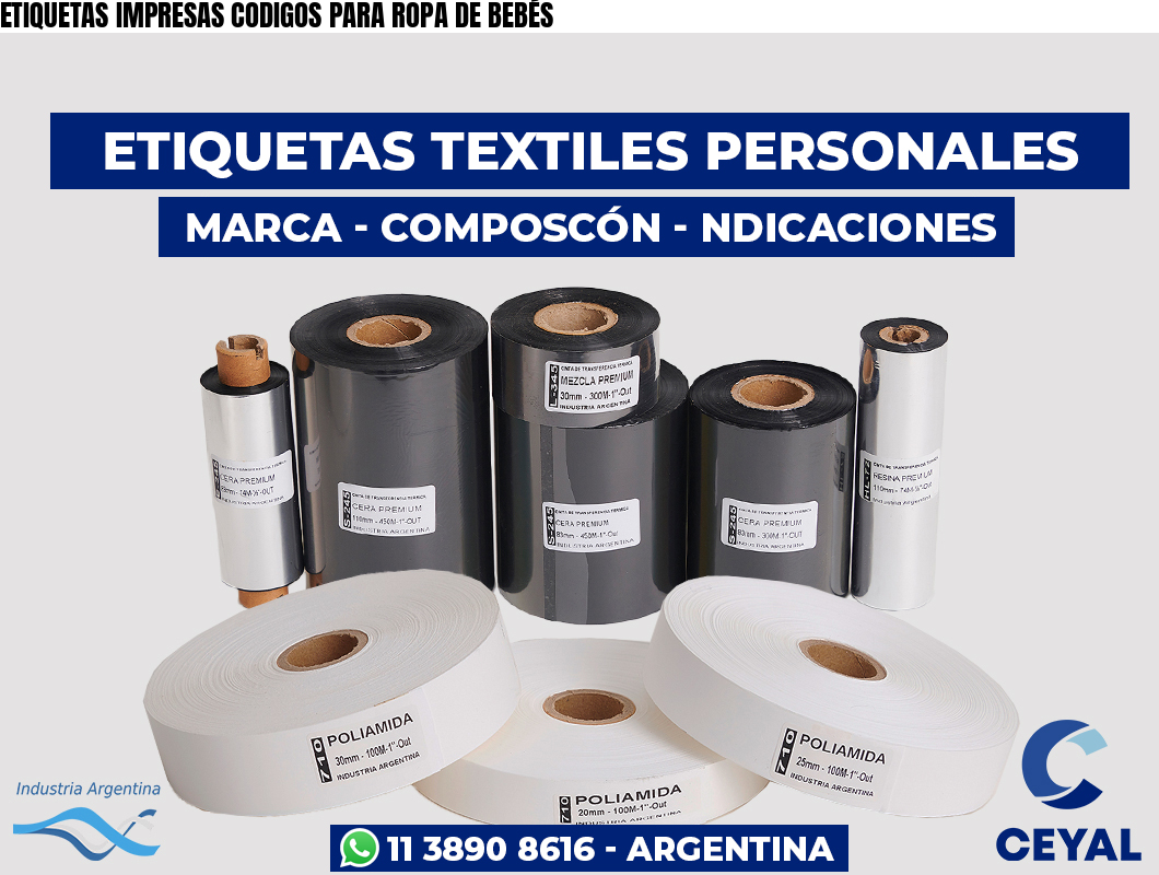 ETIQUETAS IMPRESAS CODIGOS PARA ROPA DE BEBÉS