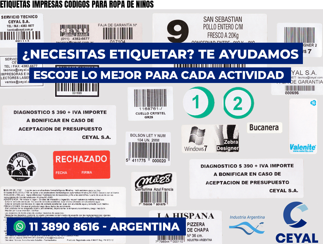 ETIQUETAS IMPRESAS CODIGOS PARA ROPA DE NIÑOS