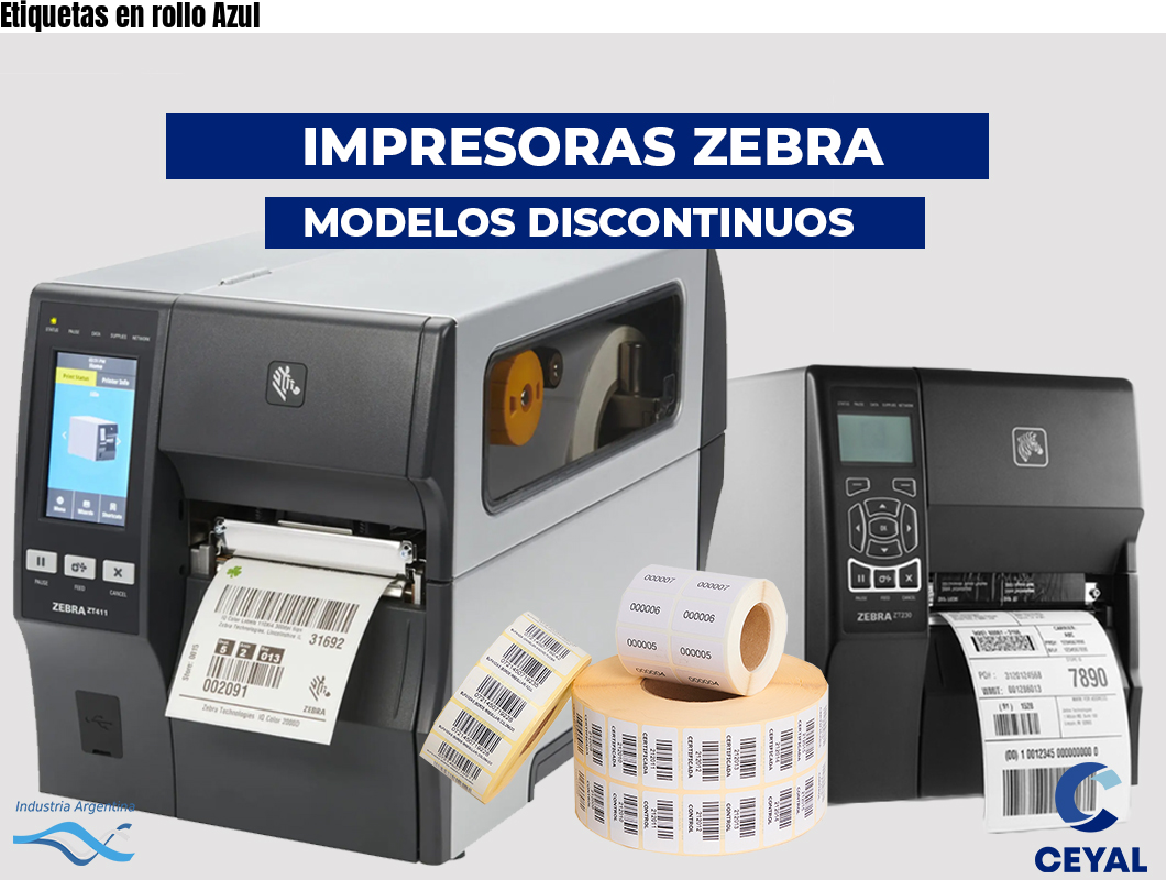 Etiquetas en rollo Azul