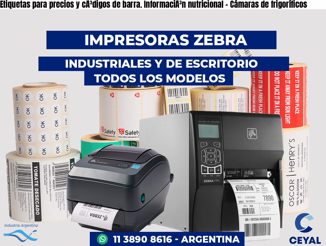 Etiquetas para precios y códigos de barra. Información nutricional - Cámaras de frigoríficos