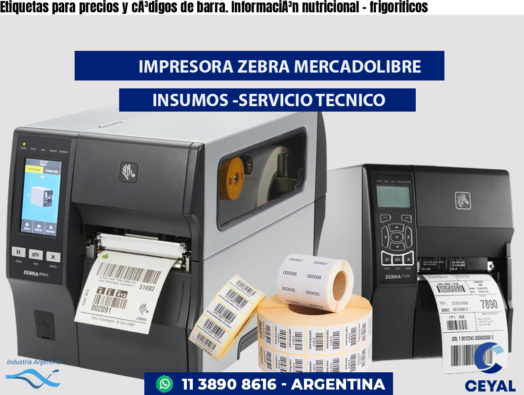 Etiquetas para precios y códigos de barra. Información nutricional - frigorificos