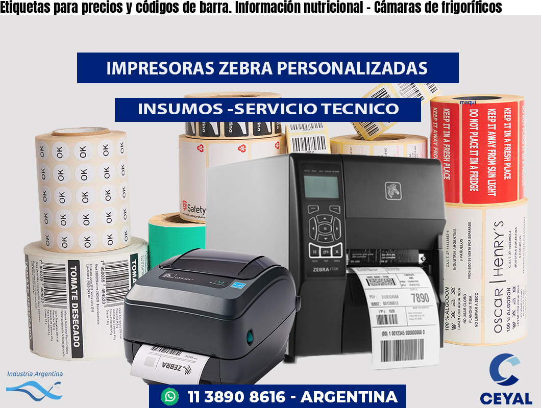Etiquetas para precios y códigos de barra. Información nutricional - Cámaras de frigoríficos
