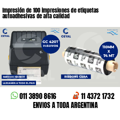 Impresión de 100 impresiones de etiquetas autoadhesivas de alta calidad