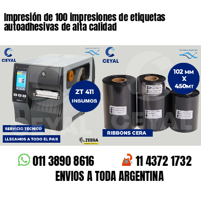 Impresión de 100 impresiones de etiquetas autoadhesivas de alta calidad