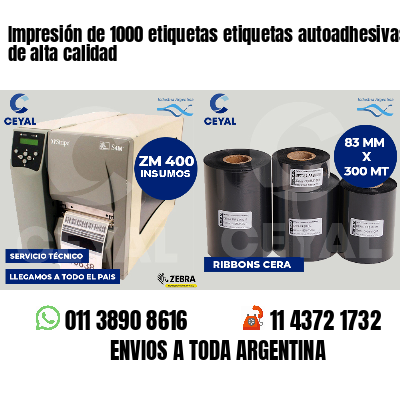 Impresión de 1000 etiquetas etiquetas autoadhesivas de alta calidad