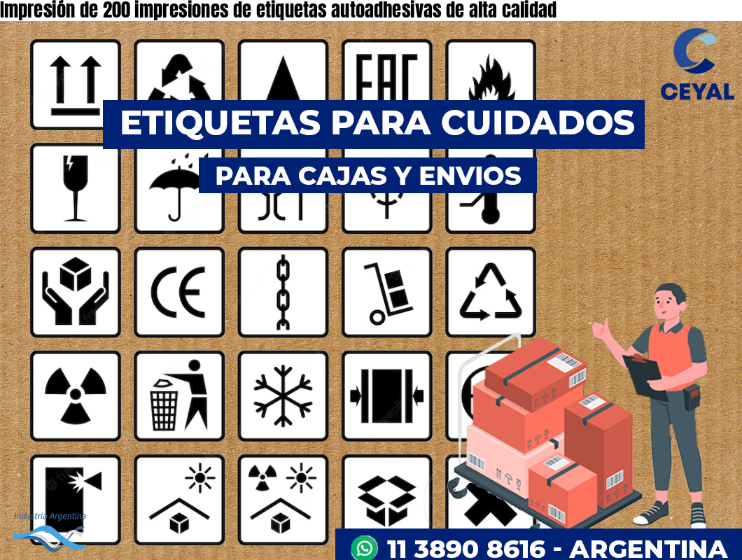 Impresión de 200 impresiones de etiquetas autoadhesivas de alta calidad