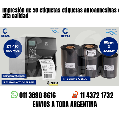 Impresión de 50 etiquetas etiquetas autoadhesivas de alta calidad