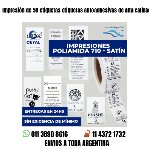Impresión de 50 etiquetas etiquetas autoadhesivas de alta calidad