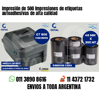 Impresión de 500 impresiones de etiquetas autoadhesivas de alta calidad