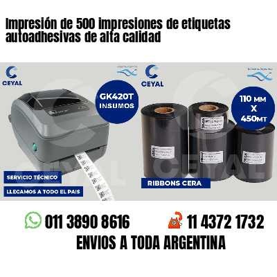 Impresión de 500 impresiones de etiquetas autoadhesivas de alta calidad
