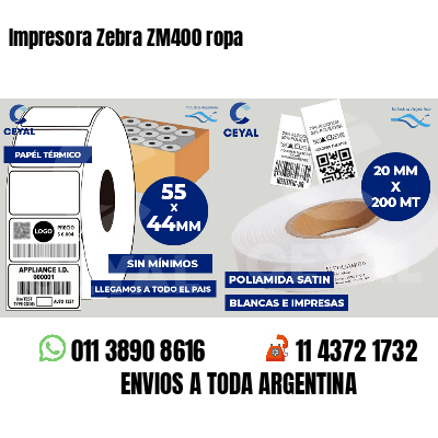 Impresora Zebra ZM400 ropa