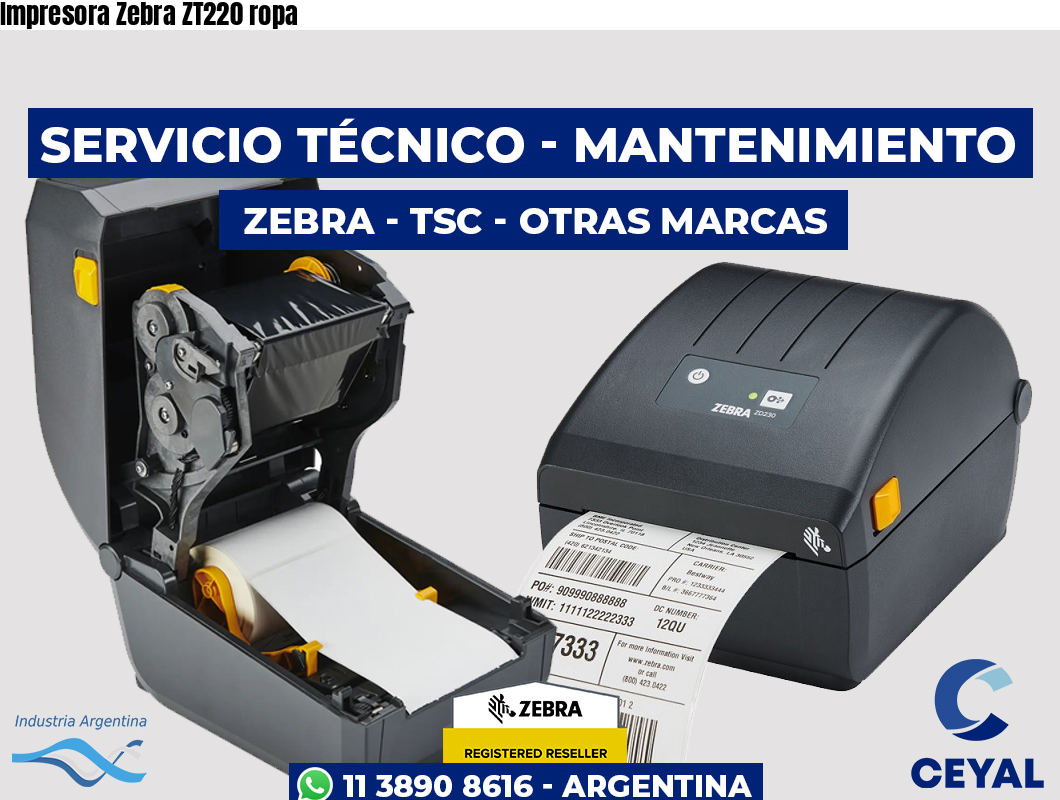 Impresora Zebra ZT220 ropa