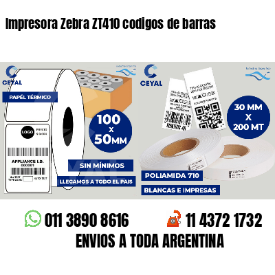 Impresora Zebra ZT410 codigos de barras
