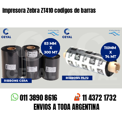 Impresora Zebra ZT410 codigos de barras