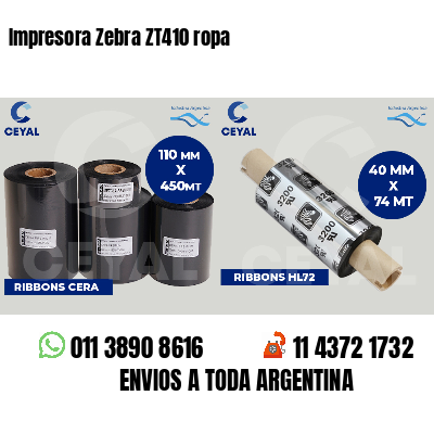Impresora Zebra ZT410 ropa
