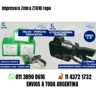 Impresora Zebra ZT410 ropa