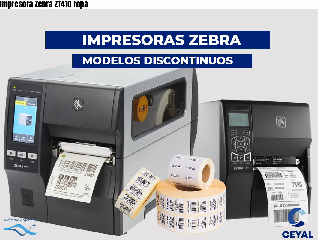 Impresora Zebra ZT410 ropa