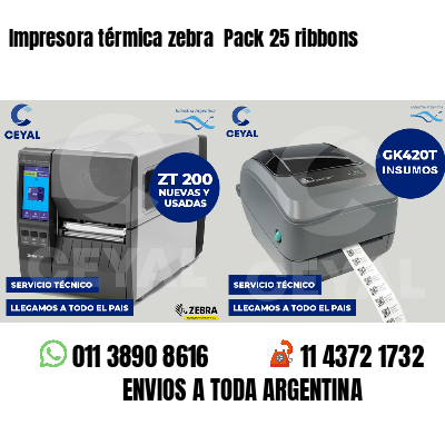 Impresora térmica zebra Pack 25 ribbons