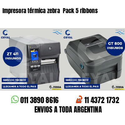 Impresora térmica zebra  Pack 5 ribbons