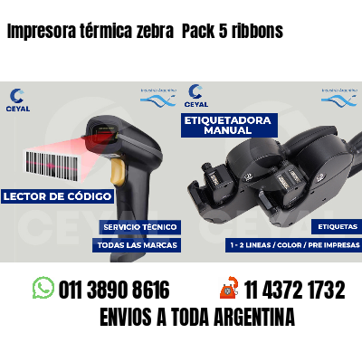 Impresora térmica zebra  Pack 5 ribbons