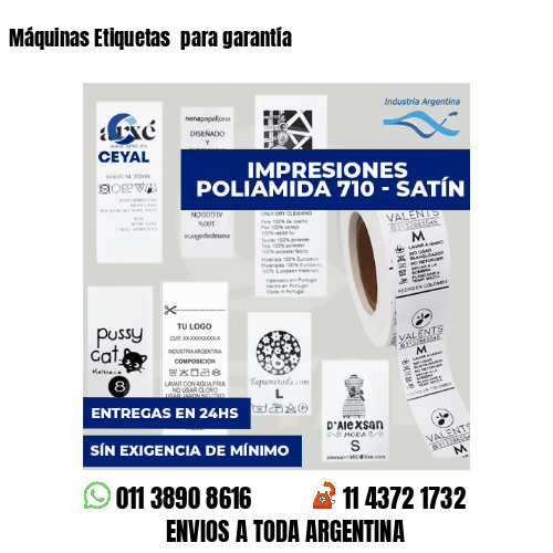 Máquinas Etiquetas  para garantía