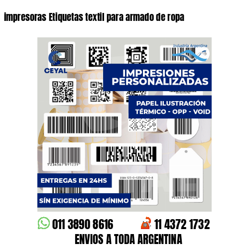 impresoras Etiquetas textil para armado de ropa