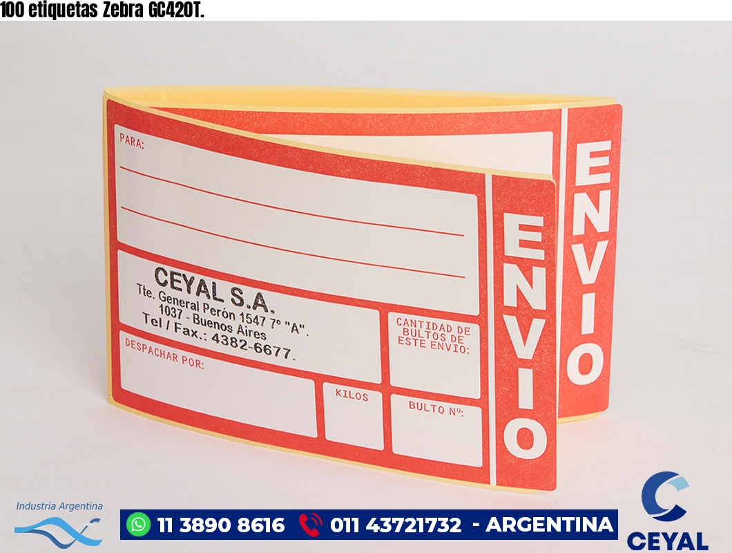 100 etiquetas Zebra GC420T.